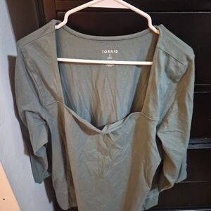 Torrid Olive Green Scoop Neck Women's Top
